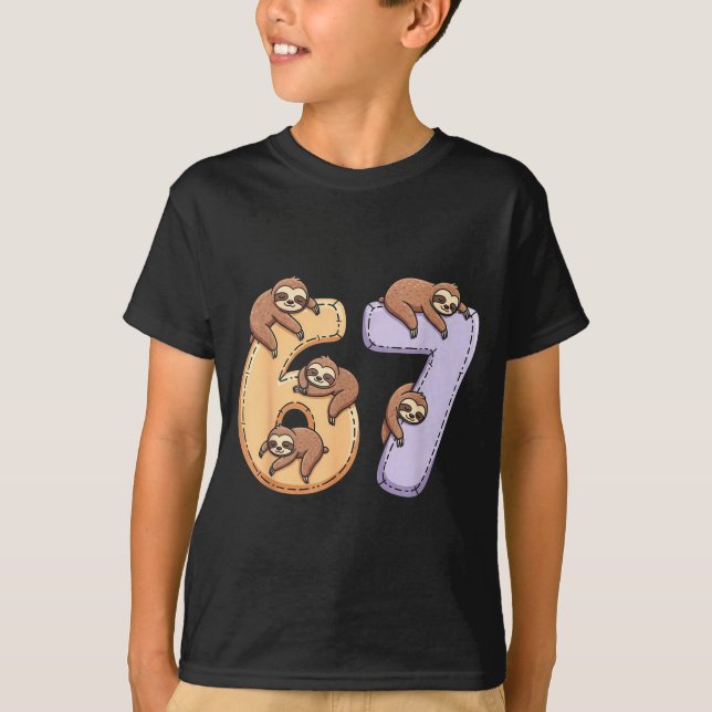 T-shirt 67 Animals Funny 67 Brainrot Youth Kids Sloth 67  (Devant)