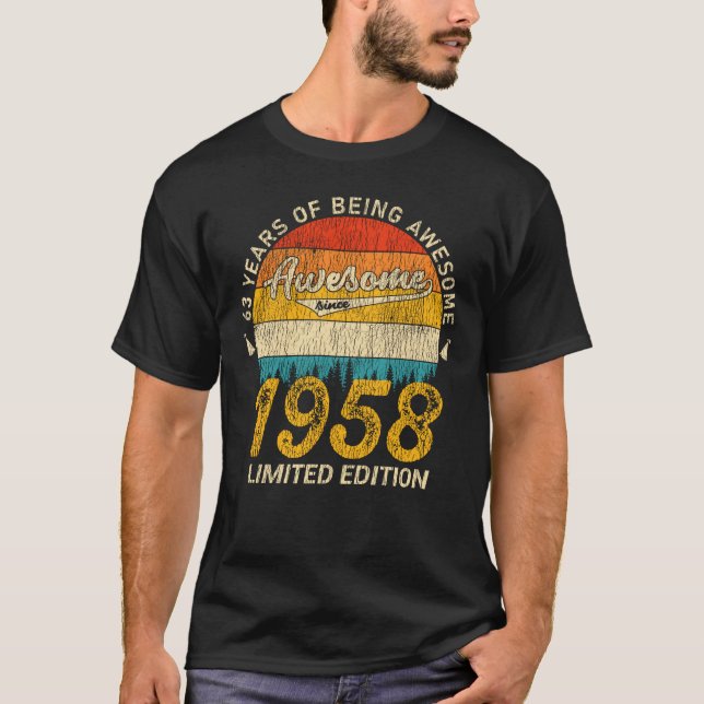 T-shirt 67 Ans 1958 Retro Awesome 67e anniversaire Cadeau (Devant)