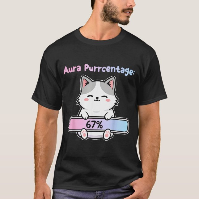 T-shirt 67 Aura Énergétique de Chat Drôle à Six Sept Mème  (Devant)