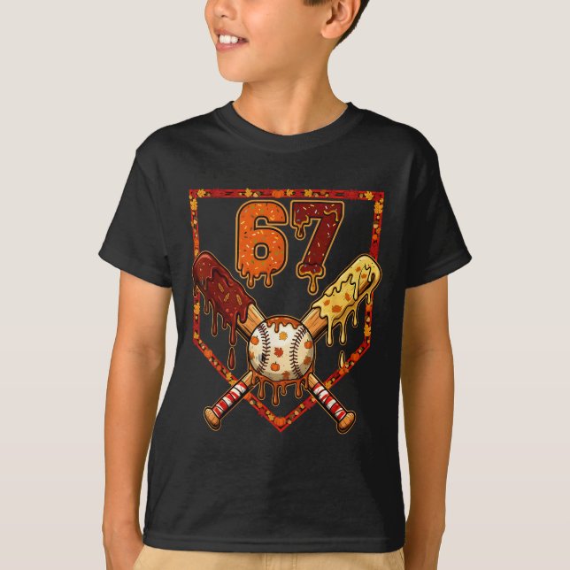 T-shirt 67 Baseball Drip Thanksgiving Six Seven Boys Teens (Devant)