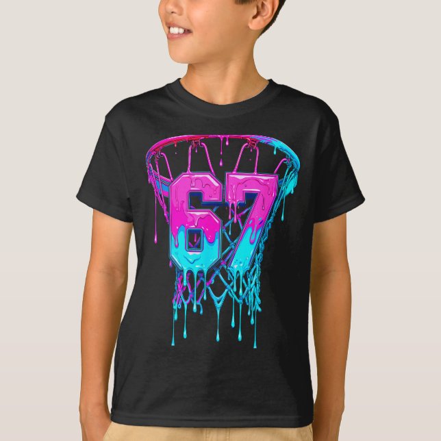 T-shirt 67 Basketball Drip Six Seven Drôle  (Devant)