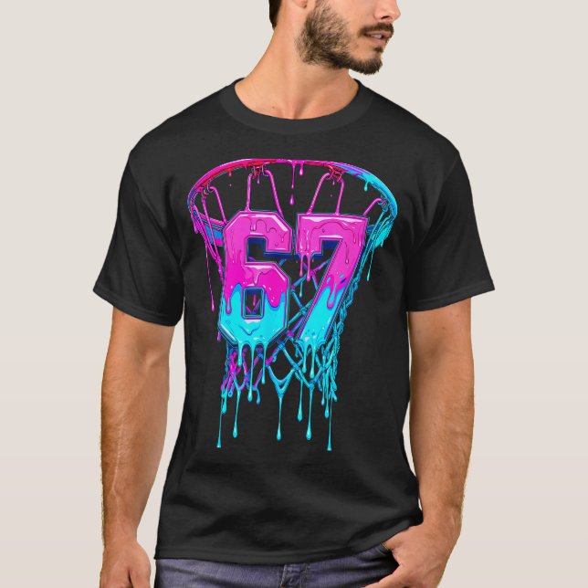 T-shirt 67 Basketball Drip Six Seven Drôle  (Devant)