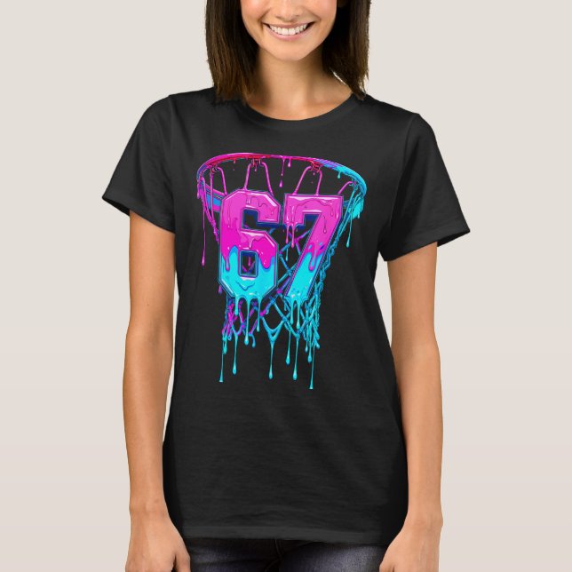 T-shirt 67 Basketball Drip Six Seven Funny  (Devant)