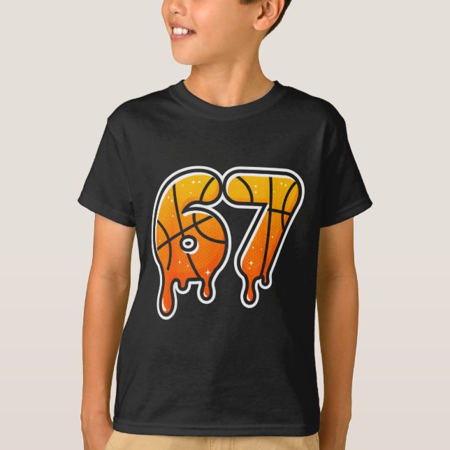 T-shirt 67 Basketball Halftone Meme Gen Alpha Slang Drip S (Devant)