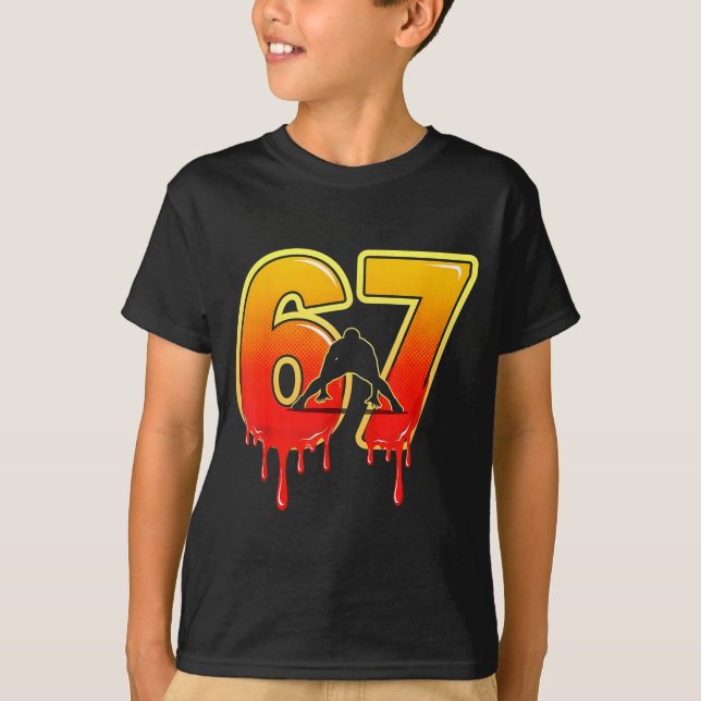 T-shirt 67 Brainrot Youth Wrestling Drip - Funny Kids 67  (Devant)