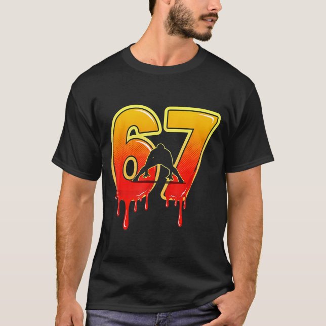 T-shirt 67 Brainrot Youth Wrestling Drip - Funny Kids 67  (Devant)