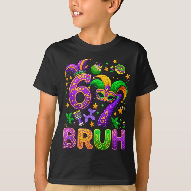 T-shirt 67 Bruh Mardi Gras Jester Mask New Orleans  (Devant)