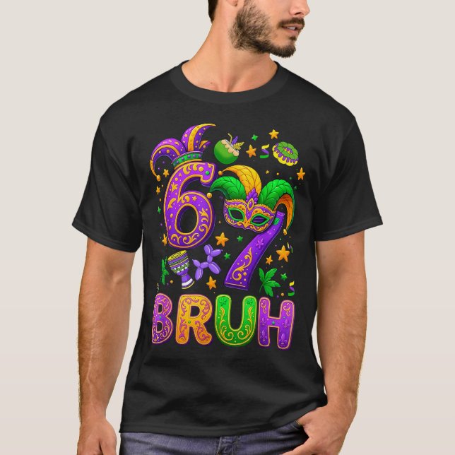 T-shirt 67 Bruh Mardi Gras Jester Mask New Orleans  (Devant)
