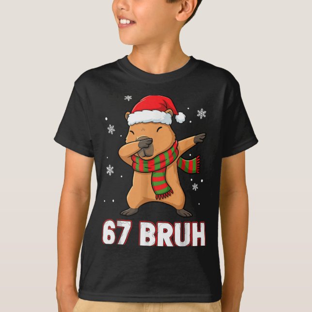 T-shirt 67 Bruh Six Seven Meme Capybara Christmas Kids Boy (Devant)