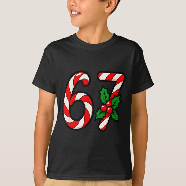 T-shirt 67 Candy Canes Funny Christmas Humor Meme Design  (Devant)