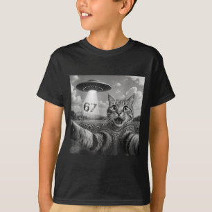 T-shirt 67 Chat Selfie Avec Des OVNIS Aliens Drôle Chat Si