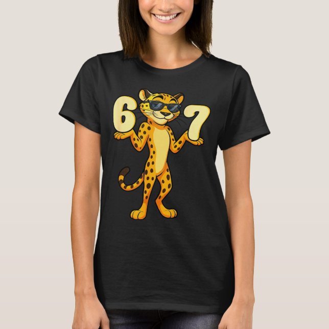 T-shirt 67 Cheetah Meme Six Seven Hands Motion Kids Teens  (Devant)
