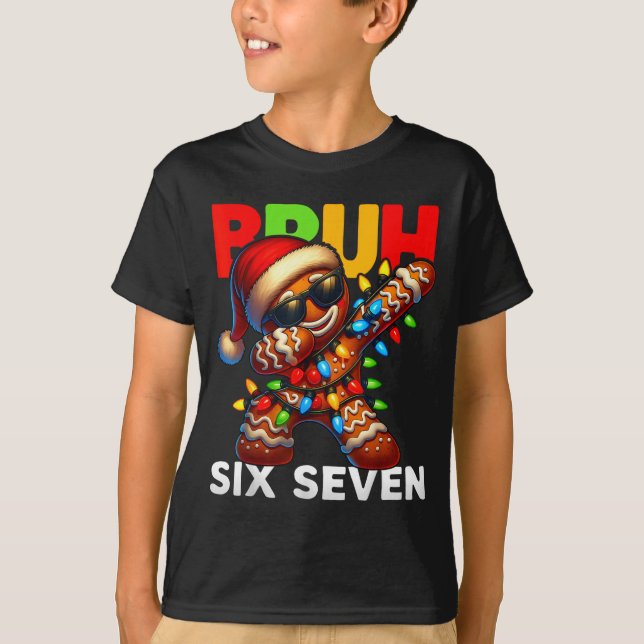 T-shirt 67 Christmas Bruh Funny 67 Gingerbread Dabbing Kid (Devant)