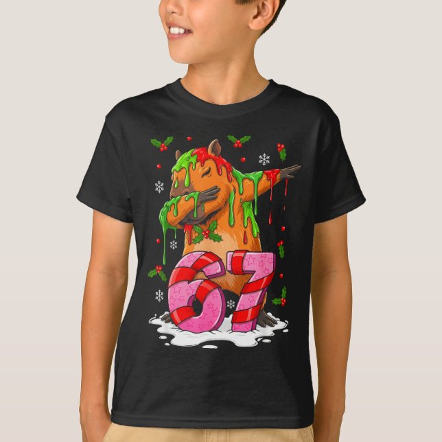 T-shirt 67 Christmas Funny 67 Brainrot Youth Kids Capybara (Devant)