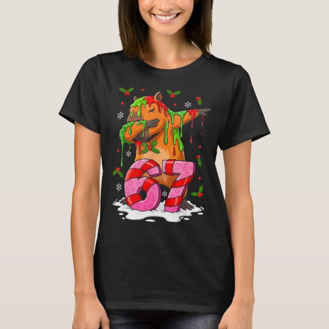 T-shirt 67 Christmas Funny 67 Brainrot Youth Kids Capybara (Devant)