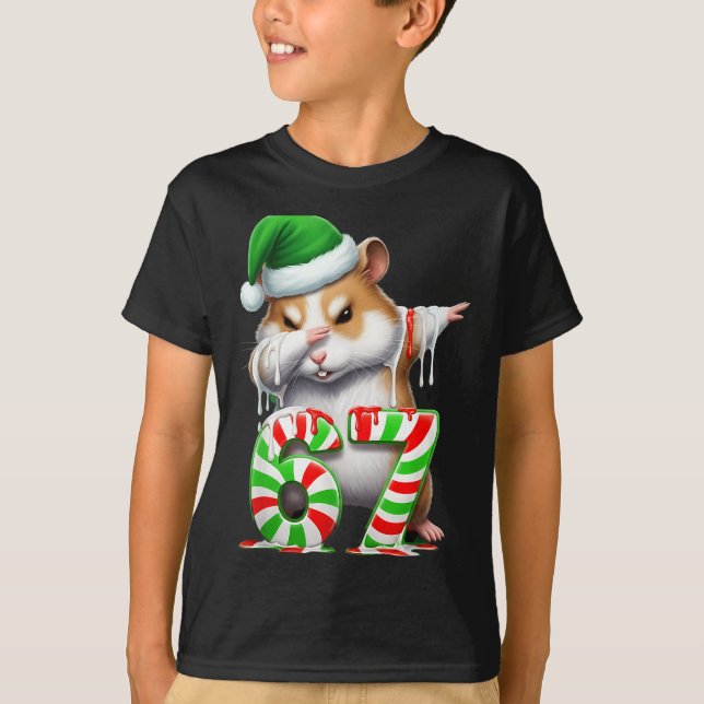 T-shirt 67 Christmas Funny 67 Brainrot Youth Kids Hamster  (Devant)