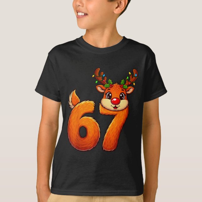 T-shirt 67 Christmas Funny Reindeer Bruh Meme Pajamas Wome (Devant)