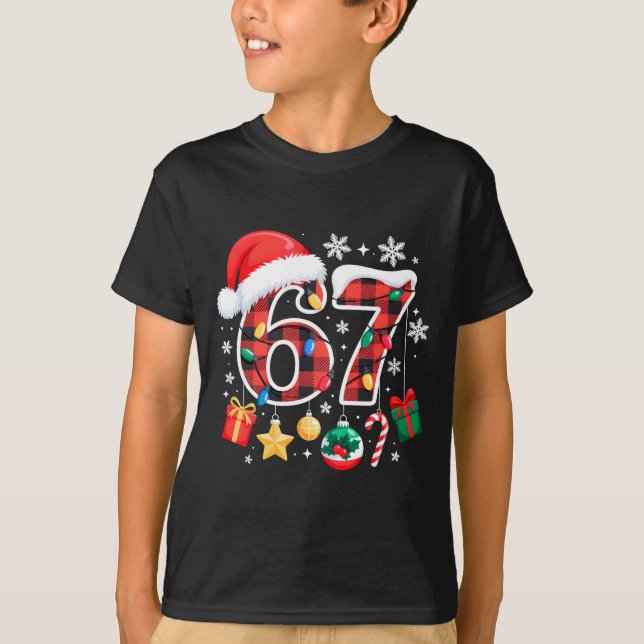 T-shirt 67 Christmas Red Plaid 6 7 Six Seven Boys Christma (Devant)