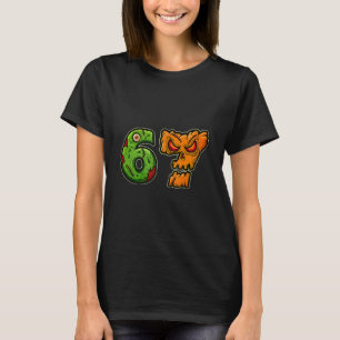 T-shirt 67 Citrouille Zombie Six Sept Costume Mème Hallowe