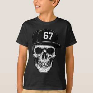 T-shirt 67 Crâne Halloween Brainrot Meme Six Sept Enfants