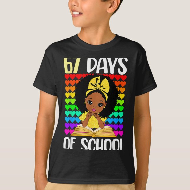 T-shirt 67 Days Of School 67th Day Smarter Six Seven Melan (Devant)