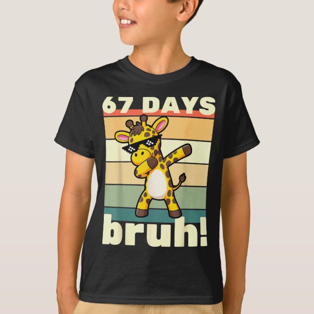 T-shirt 67 Days Of School Bruh Funny Meme Boys Kids Dabbin (Devant)