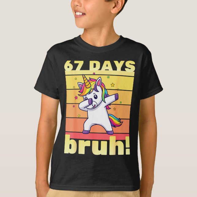 T-shirt 67 Days Of School Bruh Funny Teacher Kids Dabbing  (Devant)
