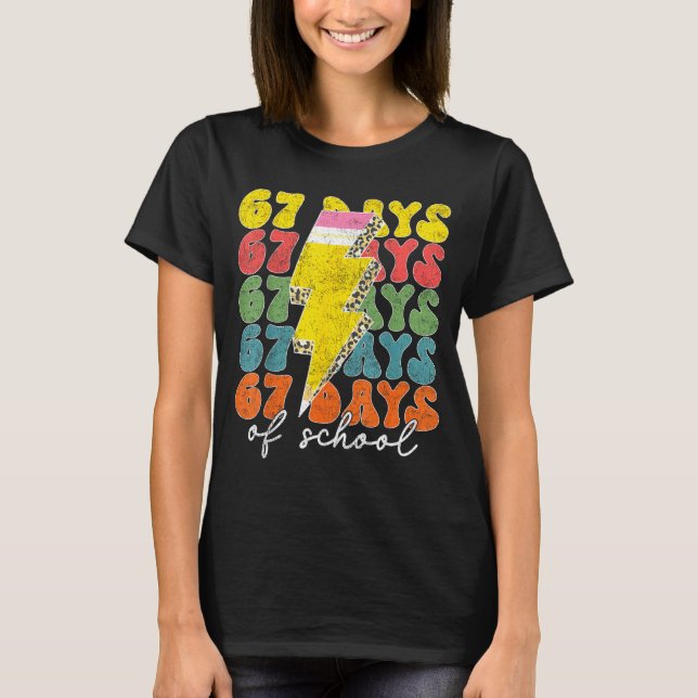 T-shirt 67 Days Of School Lightning Bolt Pencil Teachers S (Devant)