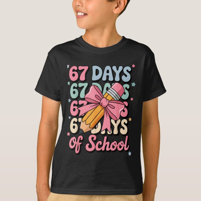 T-shirt 67 Days Of School Teacher Shirt Cute Preppy Cow Gi (Devant)