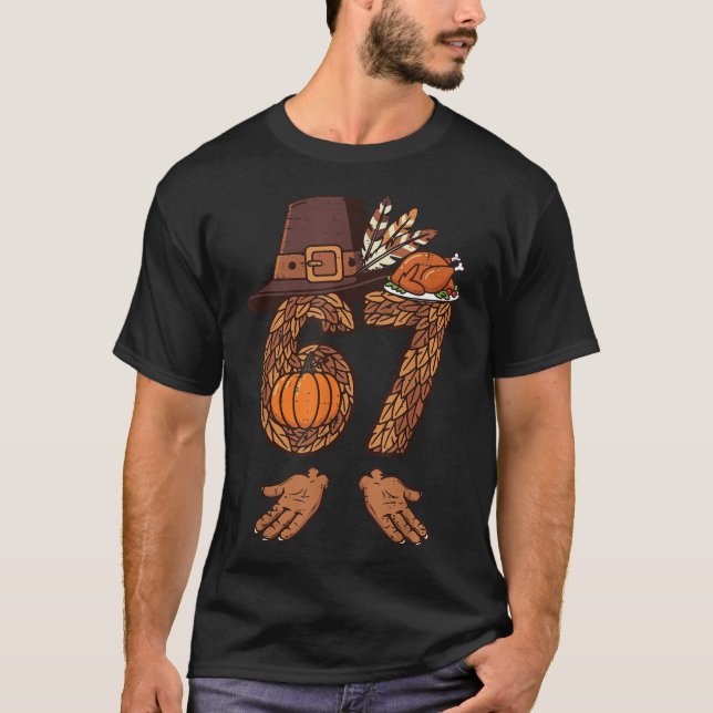 T-shirt 67 Dinde de Thanksgiving Drôle 6 7 Mème Garçons Ad (Devant)