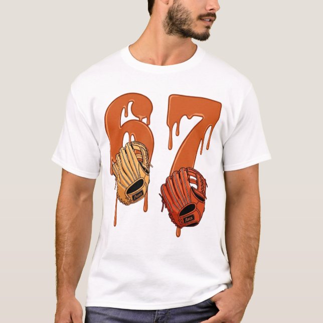T-shirt 67 Dripping Ice Cream Number Baseball Glove Meme (Devant)