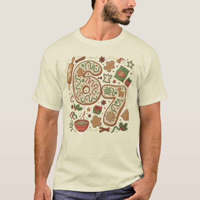 T-shirt 67 Drôle 6 7 Six Sept Cookie Gingerbread de Vacanc (Devant)