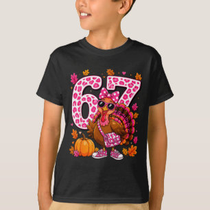 T-shirt 67 drôles de filles d'Action de grâce de dinde glo