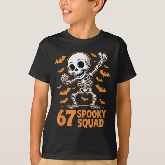 T-shirt 67 Équipe effrayante Halloween Squelette 6 7 Meme  (Devant)