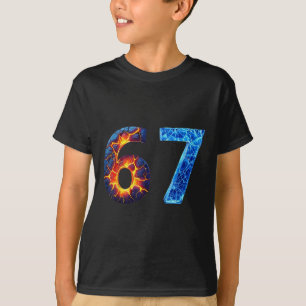 T-shirt 67 Feu Glace Numéro Drôle Six Sept Mème 6 7