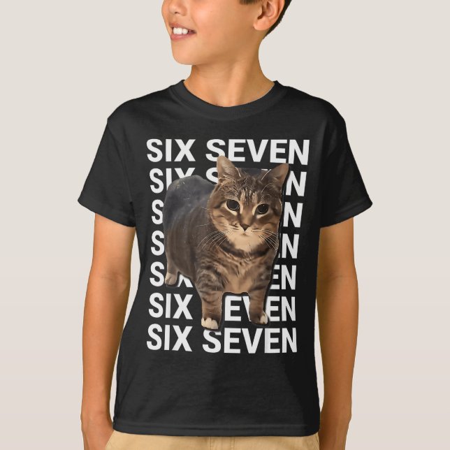 T-shirt 67 Funny Cat Six Seven Meme Gen Z Alpha Humor Anim (Devant)