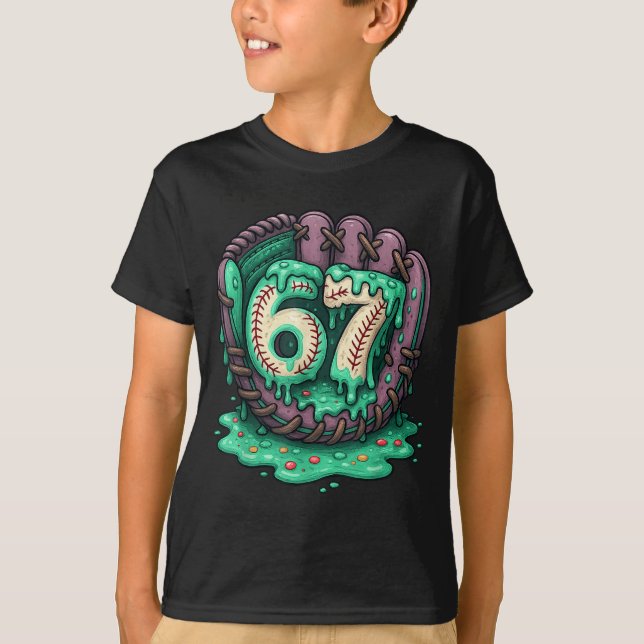 T-shirt 67 Glace Goutte Drôle Six Sept Baseball  (Devant)
