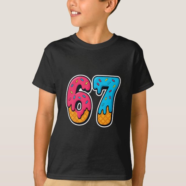 T-shirt 67 Glace qui coule Drôle Six Sept Mème Génération  (Devant)
