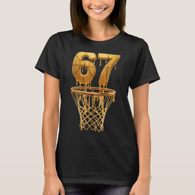 T-shirt 67 Gold Drip Basketball 6 7 Six Seven Meme Gen Alp (Devant)