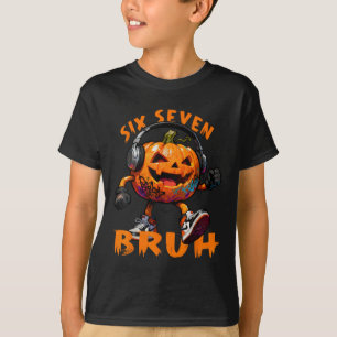 T-shirt 67 Halloween Drôle Six Sept Mème Brainrot Citrouil