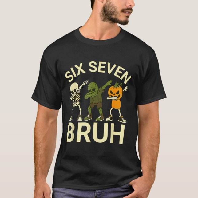 T-shirt 67 Halloween Drôle Six Sept Mème Brainrot Citrouil (Devant)