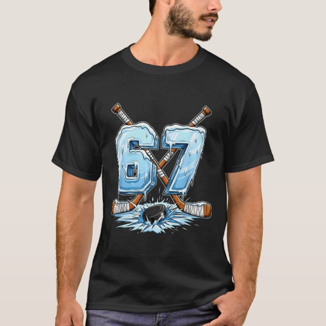 T-shirt 67 Hockey Drip Number Funny Meme Style Boys Graphi (Devant)