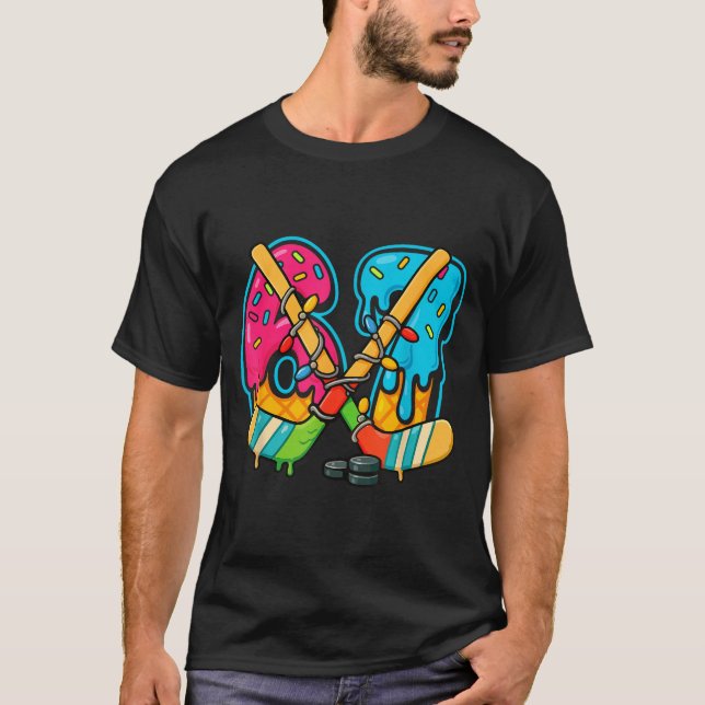 T-shirt 67 Ice Cream Drip Hockey Christmas Light  (Devant)
