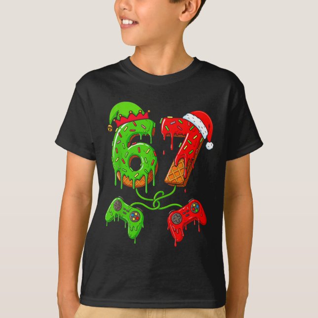 T-shirt 67 Ice Cream Drip Meme Gamer Six Seven Christmas B (Devant)