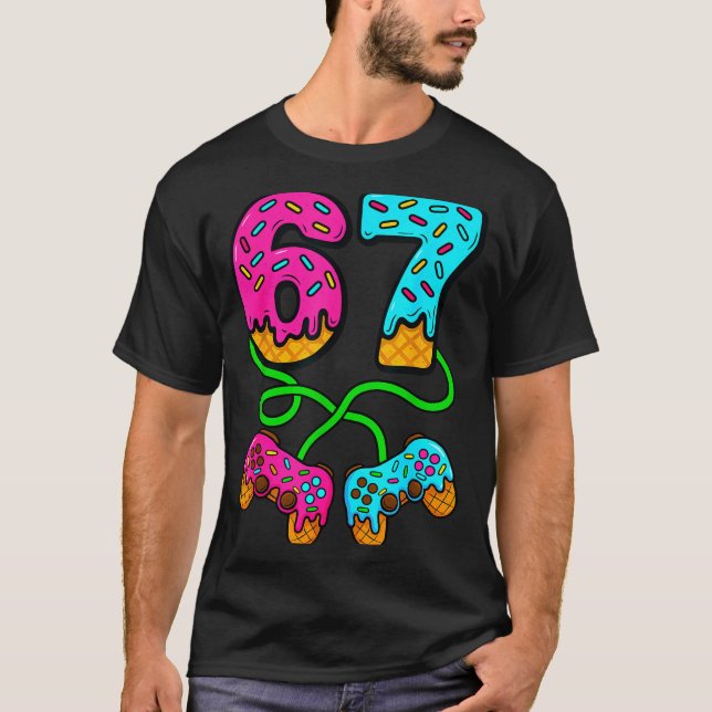 T-shirt 67 Ice Cream Drip Meme Gamer Six Seven Gen Alpha S (Devant)