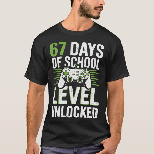 T-shirt 67 jours de niveau d'école débloqué  rétro (Devant)