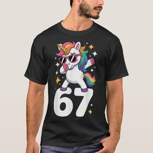 T-shirt 67 Licorne Dabbing Six Sept Mème Drôle  (Devant)