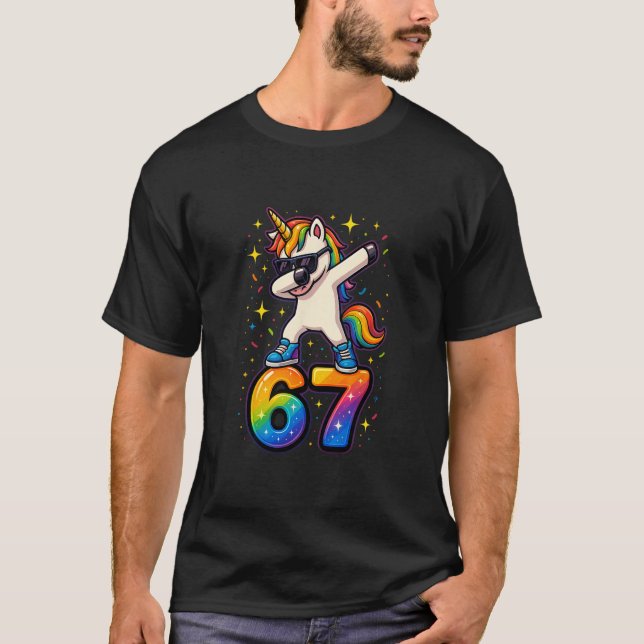 T-shirt 67 Licorne Dabbing Six Sept Mème Drôle  (Devant)
