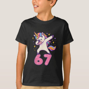 T-shirt 67 Licorne Pour Filles Six Sept Mème Brainrot Drôl