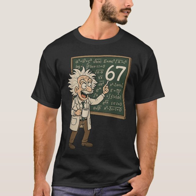 T-shirt 67 Math Meme Funny Professor Genius Chalkboard  (Devant)